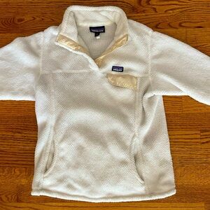 White Patagonia Fleece Button-Up